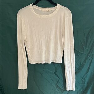 Free People Cream Long Sleeve Top